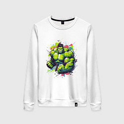 Свитшот хлопковый женский Incredible Hulk, цвет: белый