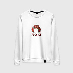 Свитшот хлопковый женский Кокошник: россия, цвет: белый