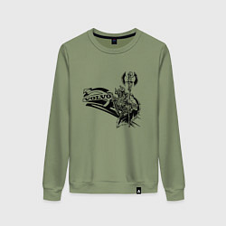 Свитшот хлопковый женский Викинг вольво, цвет: авокадо