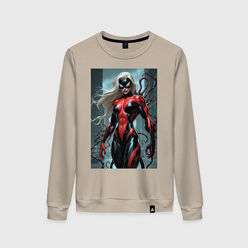 Женский свитшот Девушка-веном / Миндальный – фото 1