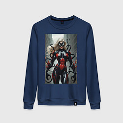 Свитшот хлопковый женский Девушка-веном, цвет: тёмно-синий