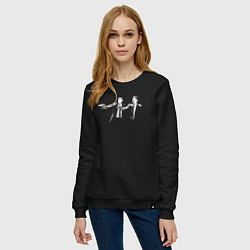 Свитшот хлопковый женский Офисное чтиво, цвет: черный — фото 2