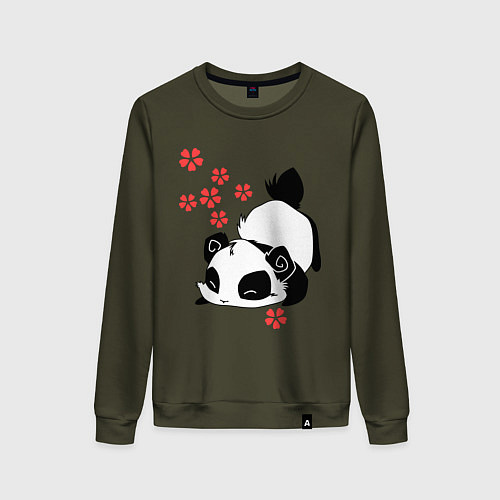 Женский свитшот Цветочная панда / Хаки – фото 1
