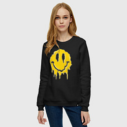 Свитшот хлопковый женский Dripping smile, цвет: черный — фото 2
