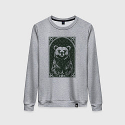 Свитшот хлопковый женский Мишка с паттерном, цвет: меланж
