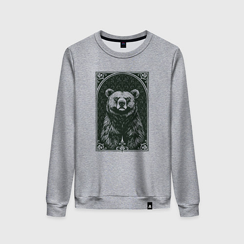 Женский свитшот Мишка с паттерном / Меланж – фото 1