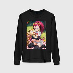 Свитшот хлопковый женский Джесси и Мяут на пикнике, цвет: черный