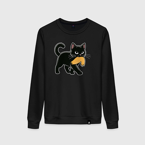 Женский свитшот Котик и парик Трампа / Черный – фото 1