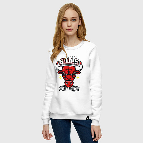 Женский свитшот Chicago bulls head / Белый – фото 3