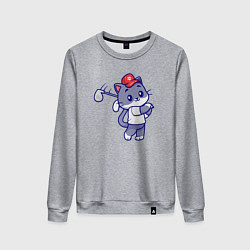 Свитшот хлопковый женский Котёнок гольфист, цвет: меланж