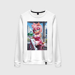 Свитшот хлопковый женский Эми Роуз из Somic с мастер изумрудом строит глазки, цвет: белый