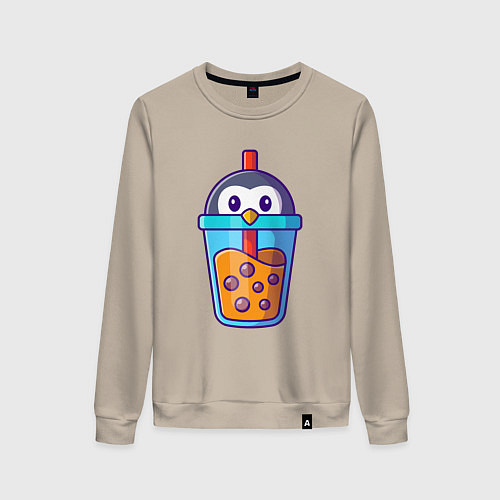 Женский свитшот Пингвинчик и напиток / Миндальный – фото 1
