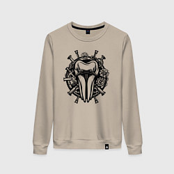 Свитшот хлопковый женский Зуб в механике, цвет: миндальный