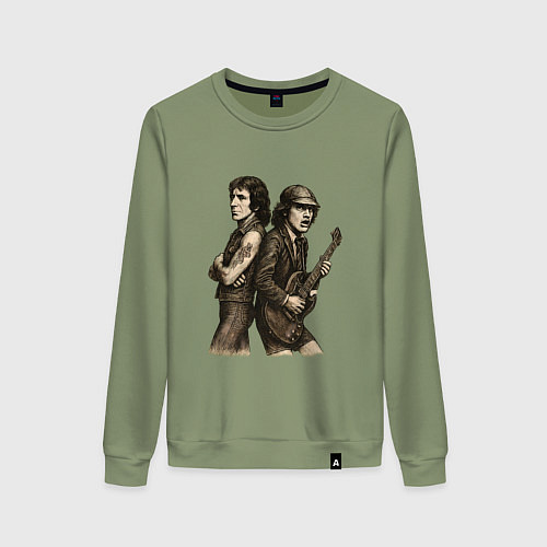 Женский свитшот ACDC спинами друк к другу / Авокадо – фото 1