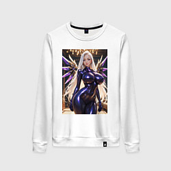 Свитшот хлопковый женский Девушка-ангел с механическими крыльями, цвет: белый