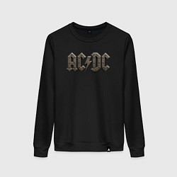 Свитшот хлопковый женский ACDC металлический лого, цвет: черный