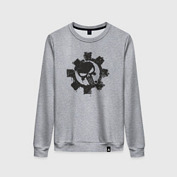 Свитшот хлопковый женский Punisher skull, цвет: меланж