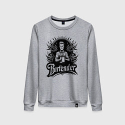 Свитшот хлопковый женский Бармен орнамент, цвет: меланж