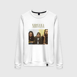 Свитшот хлопковый женский Nirvana band foto, цвет: белый