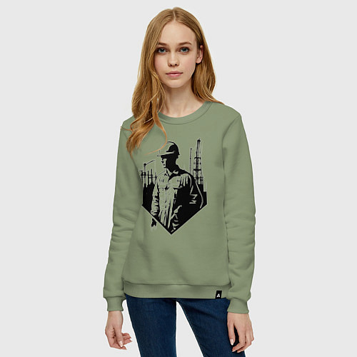 Женский свитшот Промышленный труд нефтяника / Авокадо – фото 3