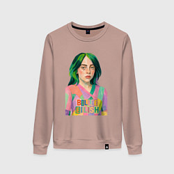 Свитшот хлопковый женский Билли Айлиш коллаж, цвет: пыльно-розовый
