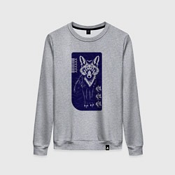 Свитшот хлопковый женский Серьёзный лис, цвет: меланж