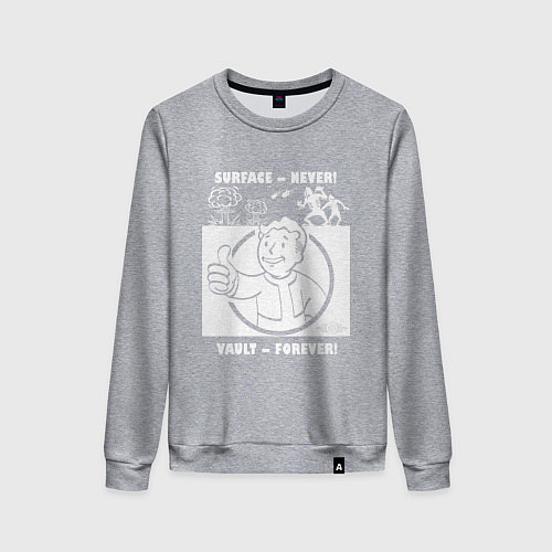 Женский свитшот Поверхность никогда - убежище навсегда / Меланж – фото 1