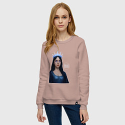 Свитшот хлопковый женский Билли Айлиш с короной, цвет: пыльно-розовый — фото 2