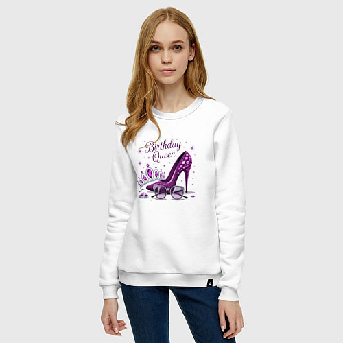 Женский свитшот День рождения королевы / Белый – фото 3