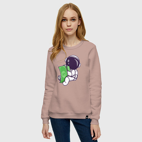 Женский свитшот Космонавт и доллары / Пыльно-розовый – фото 3