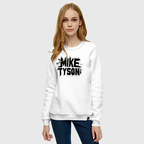 Женский свитшот Майк Тайсон логотип с перчатками / Белый – фото 3