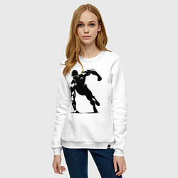 Свитшот хлопковый женский Отжимание на одной руке, цвет: белый — фото 2