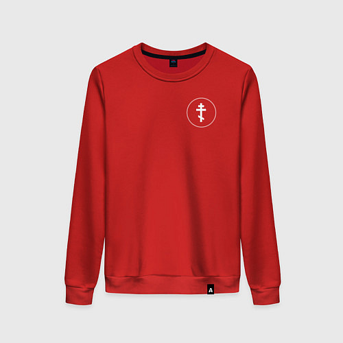 Женский свитшот Если ангел твой за твоим плечом черно белый арт / Красный – фото 1