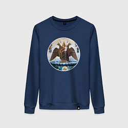 Свитшот хлопковый женский Если ангел твой за твоим плечом то гром и молния т, цвет: тёмно-синий