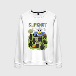 Свитшот хлопковый женский Slipknot мультяшный стиль, цвет: белый