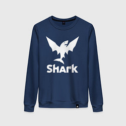 Свитшот хлопковый женский Лого летающая акула, цвет: тёмно-синий