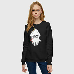 Свитшот хлопковый женский Символ кальмар, цвет: черный — фото 2