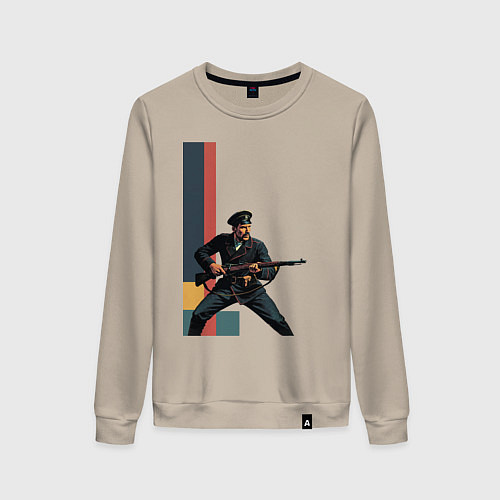 Женский свитшот Поп-арт, белогвардеец / Миндальный – фото 1