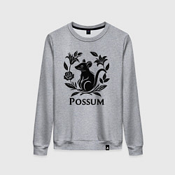Свитшот хлопковый женский Опоссум среди роз, цвет: меланж