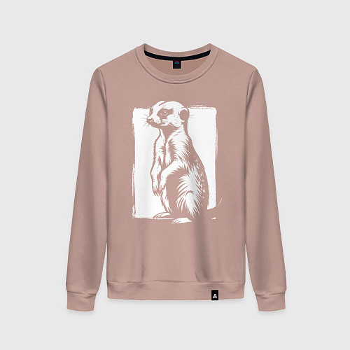 Женский свитшот Сурикат в рамке / Пыльно-розовый – фото 1