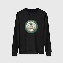 Свитшот хлопковый женский Кролик с бабочкой, цвет: черный