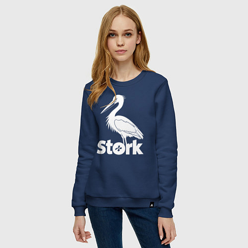 Женский свитшот Аисты в минимализме / Тёмно-синий – фото 3