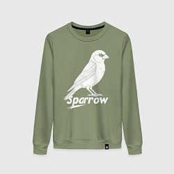 Свитшот хлопковый женский Воробей белый логотип, цвет: авокадо