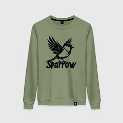 Свитшот хлопковый женский Летящий воробей, цвет: авокадо