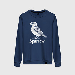 Свитшот хлопковый женский Воробей в готическом стиле, цвет: тёмно-синий