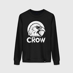 Свитшот хлопковый женский Ворон в круге, цвет: черный