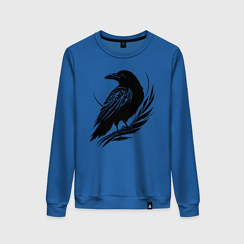 Женский свитшот Ворон на ветке / Синий – фото 1