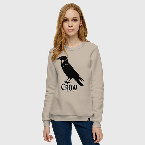 Женский свитшот Ворон в готическом стиле / Миндальный – фото 3