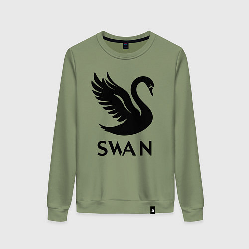 Женский свитшот Черный лебедь в полете / Авокадо – фото 1