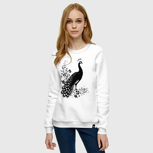 Женский свитшот Павлин в цветах / Белый – фото 3